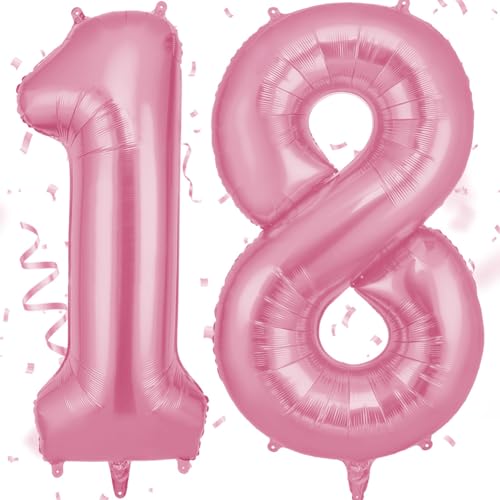 OFFCUP Ballon 18 Ans Rose, 101cm Foil Ballon Numéro Chiffre