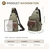 SUIKIHUM Canvas Sling Bag for Women Men, Crossbody Backpack Vintage, Shoulder Bag W/Leather Accents for Outdoor Cycling Hiking Travel, Army Green #2