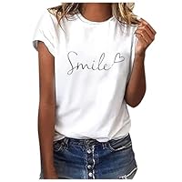 Tee Shirt Femme Été T-Shirt à Manches Courtes Col Rond Imprimé Grande Taille T Shirts Ample Graphic Hauts Décontractés Chemisier Chic Blouse Idéal Cadeau pour Anniversaire, St-Valentin, etc
