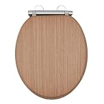 AQUALONA® Premium Tongue and Groove Soft Close Toilet Seat - Moulded Wood - Stainless Steel Slow Close Hinges - Wipe Clean - Contemporary Design - Durable (Oak Tongue and Groove Toilet Seat)