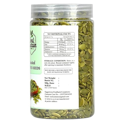 Image of Roasted Pumpkin Seeds (420 GM) - Plant Protein & Fiber Rich Snack, Heart & Bone Support, Healthy Fats, Magnesium & Antioxidants, Salad & Smoothie Toppers, Baking & On-the-Go Nutritious Seeds
