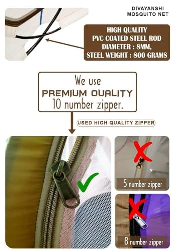 DIVAYANSHI Mosquito Net for Single Bed | Foldable Machardani | Polyester Strong 30GSM mesh | PVC Coated Corrosion Resistant Steel Wire - Multicolor - Image 4 thumbnail