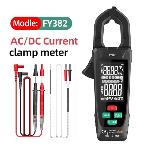 Multímetro de pinza digital FY382 con función True RMS, rango automático, medición de voltaje AC/DC, corriente AC, temperatura, capacitancia, ohmios y frecuencia miniatura 2