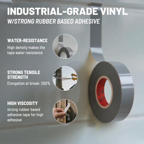 Image of RED WOLF 10 Pack Colored Electrical Tape 3 /4 Inch x 66 Ft Industrial Grade UL /CSA Listed 7 Mil Thick Flame Retardant High Temp Vinyl Electrical PVC Tape Electric Insulation Rated 600V