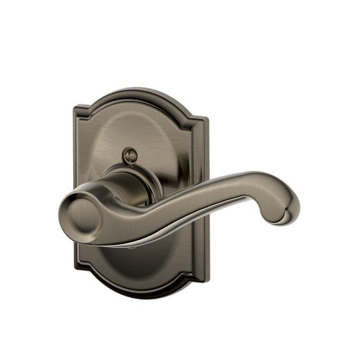 SCHLAGE Flair Right Handed Lever with Camelot Trim Non-Turning Lock, Antique Pewter (F170 FLA 620 CAM RH)