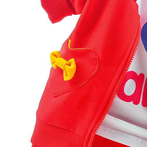 Yao 6M-4Y 3Pcs Baby Girl Casual Hoodie Jacket Cotton T-Shirt Pants Sweater (Bright Red,6-12M) #TOP3
