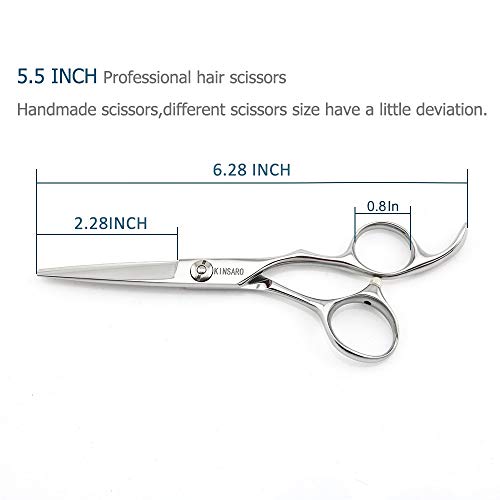 5.5" Barber Hair scissors Professional Hair Cutting Shears 440C Hair Cutting Scissors Shears Haircut Scissors Silvery Convex Blades KINSARO for Hairdresser Barber or Home Use - Thumbnail 3