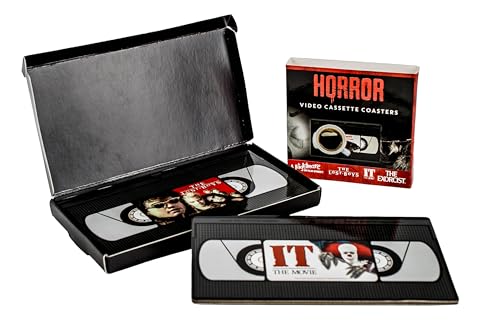 Warner Bros Horror VHS Coasters - It Exorcist Lost Boys Nightmare on Elm Street - Retro Video Cassette Design - Horror Movie Gifts for Adults
