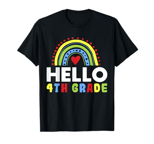 Maestro de regreso a la escuela Hello 4Th Grado Rainbow Camiseta