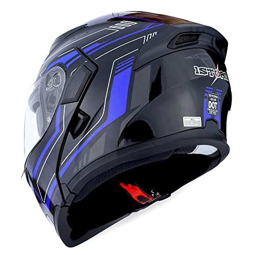 1Storm Motorcycle Modular Full Face Helmet Flip Up Dual Visor Sun Shield: Hb89 Arrow Blue #TOP4