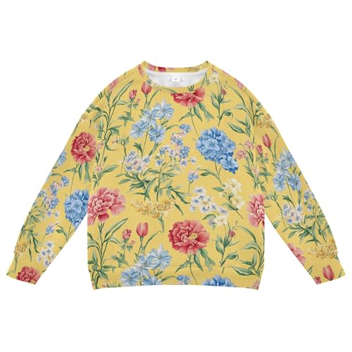 JUNZAN Florals Carnation Delphinium Yellow Little Boys Pullover Hoodie Long Sleeve Hoodies for Girls Sports 4T