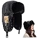 PRKHZYY Fashion Winter Trapper Hat Fluffy Warm Winter Hat with Ear Flaps for Men Women Black