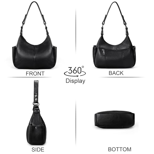 Image of YALUXE Women's Real Leather Shoulder Bags Hobo Handbags Purse Crossbody Bag