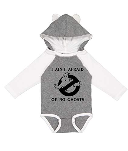 Ghostbusters Afraid of No Ghosts Long Sleeve Baby Onesie with Ears (Granite Heather, Newborn)