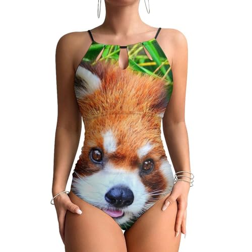 Maillots de bain une pièce femme gainant rouge panda monokini