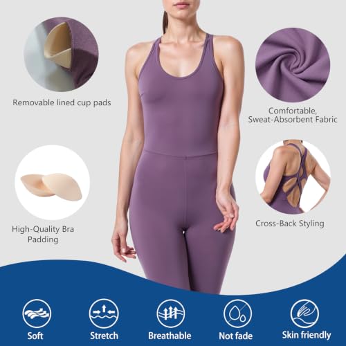 Image of LOVESOFT Workout Jumpsuits for Women Sleevesless Bodycon Backless Unitard