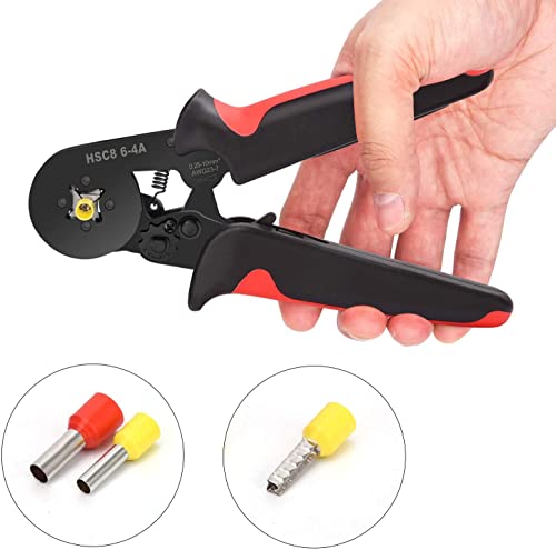 Image of Ferrule Crimping Tool Kit, AWG23-7 Self-adjustable Ratchet Wire Crimping Tool Kit Crimper Plier Set with 1200PCS Wire Terminals Crimping Connectors Wire End Ferrules(Black red)