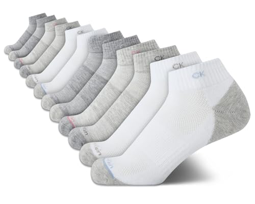 Image of Calvin Klein Womens Quarter Socks - 12 Pack Soft Cushioned Athletic Ankle Socks for Women for Running and Workout