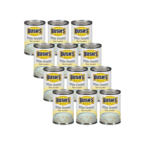 Bush’s Best Golden Hominy, Tender Hominy Corn for Mexican Recipes, Soups, Pozole, Casseroles and Side Dishes, 15.5 Ounce (Pack of 12)
