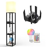 Floor Lamp with Shelves, Lamps for Living Room Bedroom with Warm Bulb+16-Color Bulb & Remote...