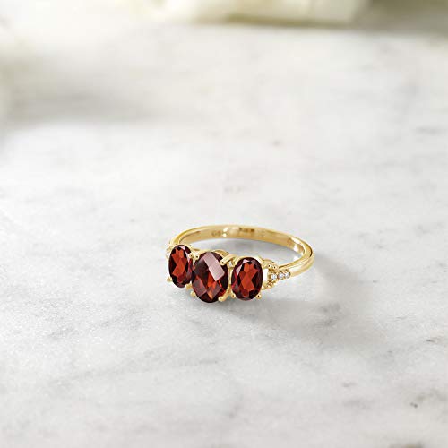 Gem Stone King 10K Yellow Gold Red Garnet and Diamond Accent Engagement Ring For Women (2.16 Cttw, Gemstone Birthstone, Available in size 5, 6, 7, 8, 9)4