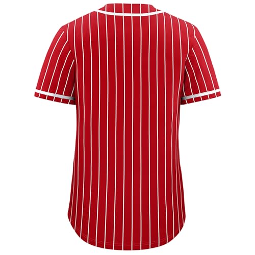 KXK Camisa de beisebol risca de giz para homens e mulheres, camisa de beisebol com botão em branco u