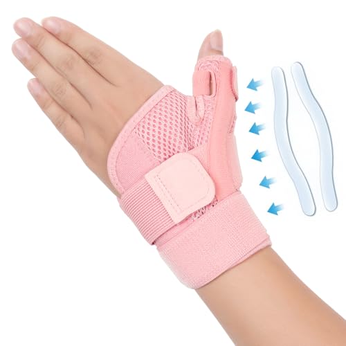 FITTOO Daumenbandage Links und Rechts, Daumenschiene Handgelenkbandage Männer, Frauen Daumenorthese Bandage für Arthritis Tendonitis Karpaltunnel Schmerzlinderung, Verstauchung (1, Rosa)