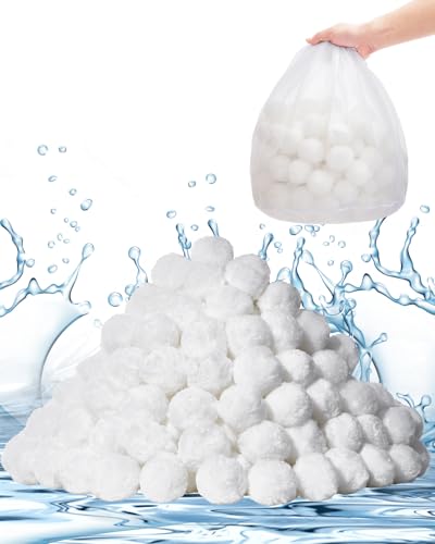 VEVOR Boules Filtrantes pour Piscine Filtre à Sable, 1,56 kg, Boules de Remplacement pour Sable Filtre Piscine, Fibre Polyester Réutilisable avec Sac de Lavage, pour...
