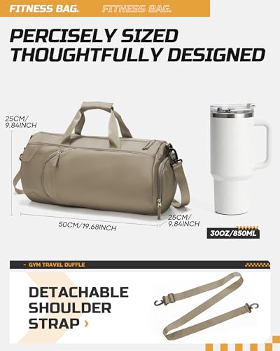 Image of Gym Bag for Women And Mens with Shoe Compartment, Large Duffle Bag with Wet Pocket Carry-on Gym Duffle Bag for Travel and Sports Weekender Overnight Workout Bag Brown