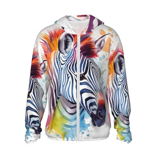 Veste à manches longues UPF 50+ pour homme motif zèbre coloré