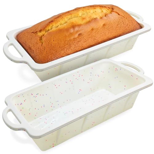 RICCLE Silicone Bread Loaf Pan 2 Pc, 9.5x5 inch inch Banana Bread Loaf Pan