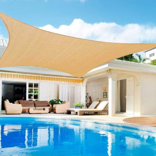 Sun Shade Sail, 6'x11' Sand Rectangle Canopy Sail UV Block Sun Shade for Outdoor Patio Garden Backyard, Outdoor Shade Sail (We Make Custom Size)