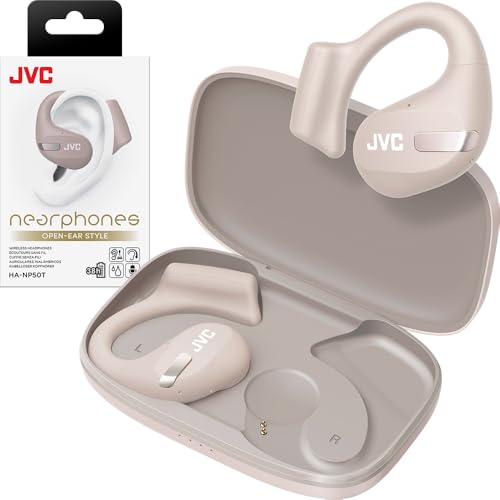 Image of JVC New Nearphones Open Ear True Wireless Headphones with 16mm Large Drivers for Powerful Sound, Single Ear use, Compact Size, and Long Battery Life (up to 38 Hours) - HANP50TC (Beige)
