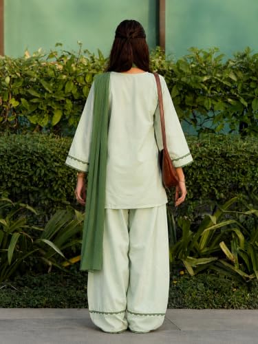 Image of ANNI Designer Cora Cotton Farshi Salwar Suit for Women | Farsi Style Kurti | Farasi Kurta with Dupatta | Parsi Ethnic Dress | Indian Office Party Traditional Clothing Fashion Wear