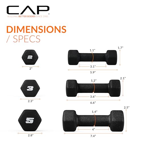 Image of CAP Barbell Neoprene Dumbbell Weights Pairs & Sets | Black