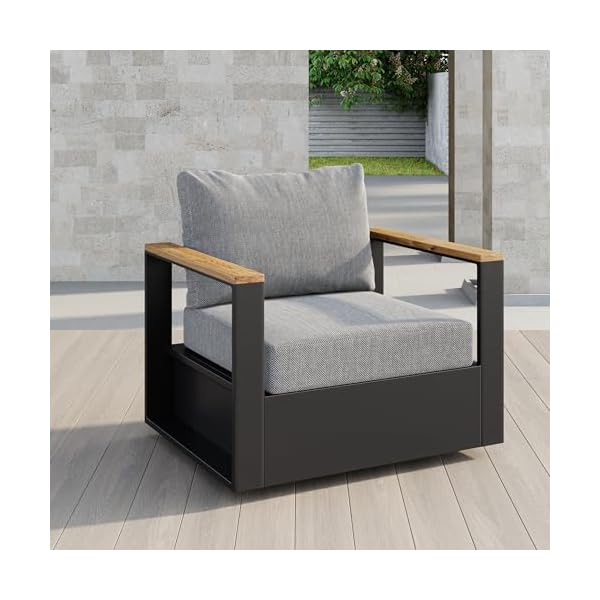 Homary Gartenstuhl Hochlehner drehbar Aluminium Grau