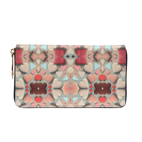 Love pattern Women's Wallet Long Zip Around, Premium Vegan Leather Wallet with 12 Card Holders, Large Capacity,Gift Ready Packaging2