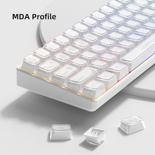 Image of dagaladoo Clear keycaps,Transparent Keyboard keycaps,Jelly Key caps Set,Shine Through keycap,Cherry Profile Keyboard caps for Mx Switches Mechanical Keyboard(White Jelly)