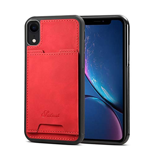 Housse iPhone XR antichocs avec fente pour carte et support de visionnage rouge