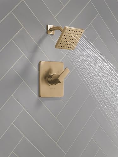 Delta Faucet Velum 14 Series - Set Di Rubinetti Per Doccia Monofunzione, Kit Di Finiture Per Valvole, Maniglia Doccia, Kit Doccia Delta Doccia, Set Doccia, Bronzo Champagne T14237-CZ (Valvola Non - 2