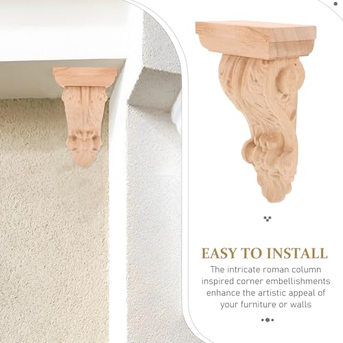 Soportes de madera tallada molduras beige PartyKindom para columnas 3