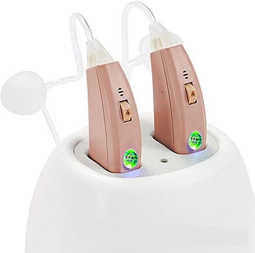 Rechargeable Hearing Aids for Seniors and Adults, Vivtone Pro20 Best Digital Hearing Amplifiers with Noise Canceling, BTE PSAP Hearing Devices with Charging Dock, Beige, Pair