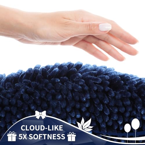 Image of Yimobra Long Bathroom Rugs Runner 55x24 Inch, Extra Thick Soft Absorbent Chenille Bath Mat, Non Slip Machine Washable, Quick Dry Bath Rugs for Bathroom Floor, Tub and Shower, Dark Blue