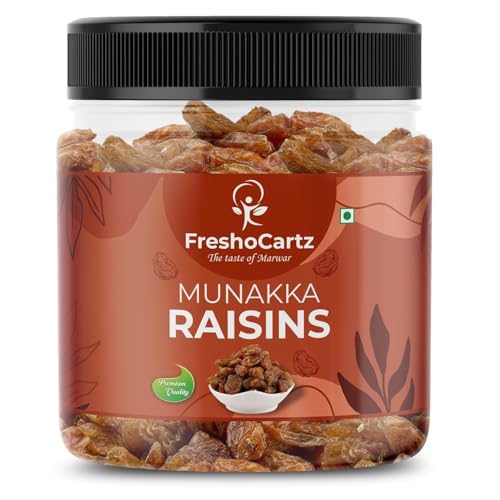 Image of FreshoCartz King Size Munakka Raisins with Seeds 500g - Sun Dried Big Munakka Dakh Jar Pack | Healthy Dry Fruit For Gifting