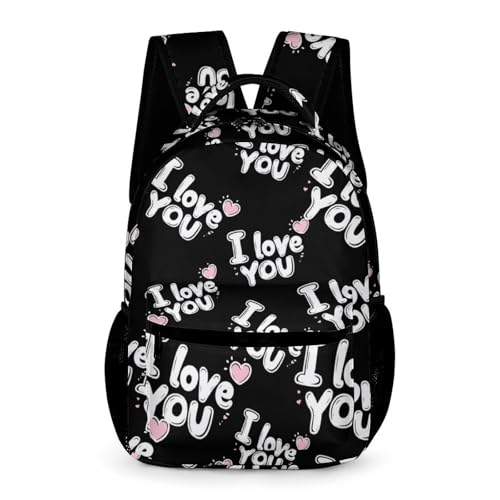 I Love You Travel Backpack Casual Daypack Shoulder Bag with Adjustable Shoulder Straps