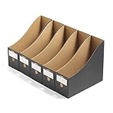 Panavage ファイルボックス A4 紙 小物入れ ファイルスタンド 文具収納 事務用品 組み立て式 5個組 (黒)