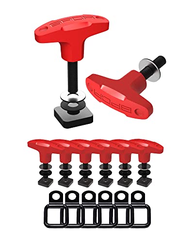 Image of GPCA Tie Down Anchor Bolts & D Rings Set, Wrangler 4xe /JK /JL | w /Screw Nuts, M8-1.25 Screw, For Fast Jeep Top Removal Lift, Truck Tie Downs, Jeep Wrangler Accessories (6PC, Red)
