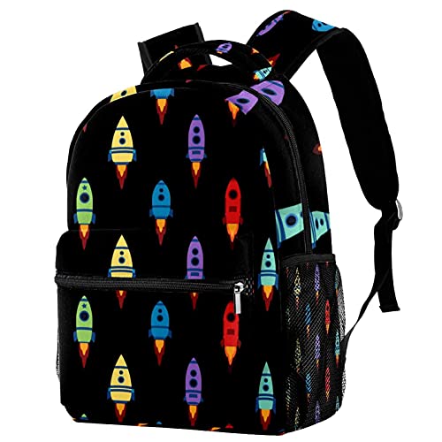 Sac à dos voyage noir enfant espace avec porte-bouteille fille garçon
