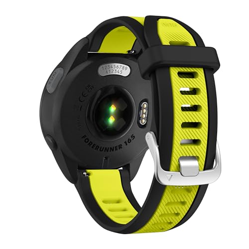 Fit for Garmin Forerunner 165 Watch Bands Women Men, 20mm Durable Soft Silicone Replacement Bands Straps Wristbands watchband Fit for Garmin Forerunner 165 Music (Green)