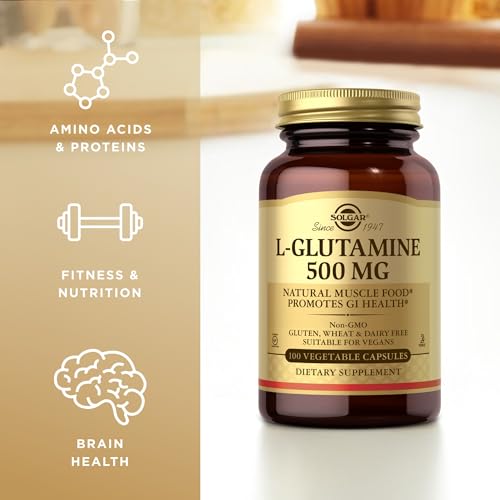 image for Solgar L-Glutamine 500 mg - 100 Vegetable Capsules - Natural Muscle Fo